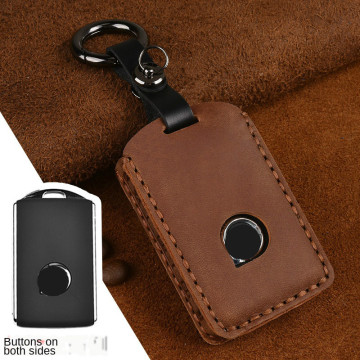 Leather Car Key Case For Volvo XC40 XC60 S90 XC90 2016-2018 V90 Keychain Bag Remote Fob Cover Protector Frame Accessories