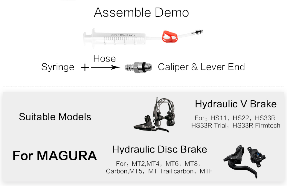 Bicycle Hydraulic Brake BLEED KIT for Magura MT Hydraulic Brake System, Can Apply for Hydraulic Brake, Basic Kit V 0.5