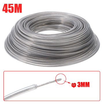 1 Roll Trimmer Wire Rope 3mm Dia Steel Wire Grass Trimmer Rope Strimmer Cord Line Roll Grass Replacement 45m