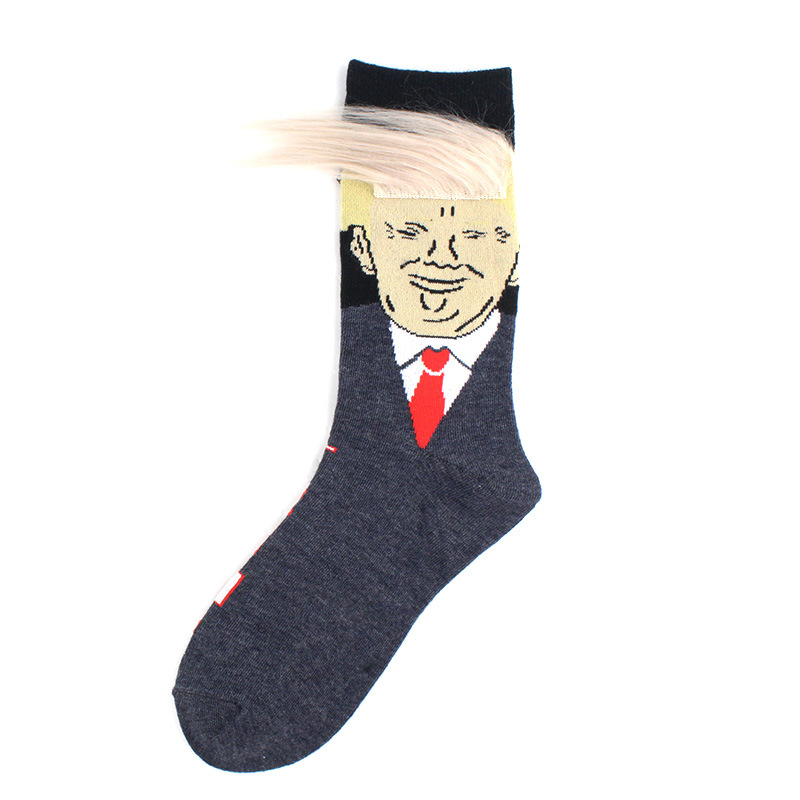 2020 New Arrivals Spoof Trump Socks Trump Socks Wig Socks Street Hip Hop Men's Socks Trend Street Shooting