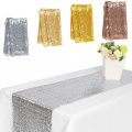 Sequin Table Runner Shiny Gold Silver Embroidered Sequin Table Cover for Wedding Decors Home Dinner Table Runners