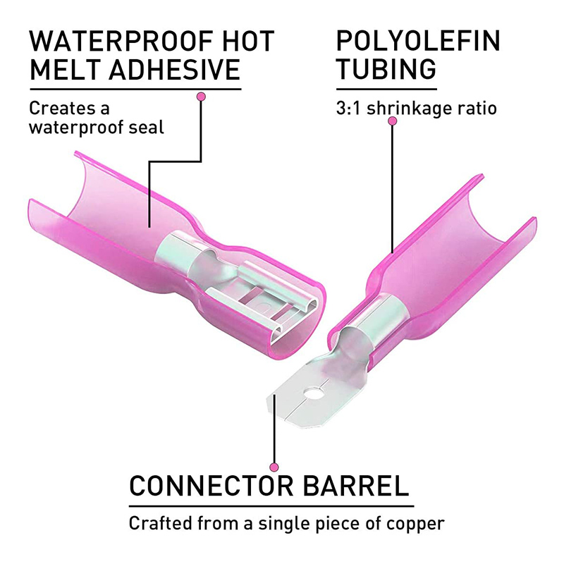 TVYVIKJ 220pcs Wire Spade Connectors, Waterproof Heat Shrink Female Male Terminals Fully-Insulated Electrical Crimp Kit