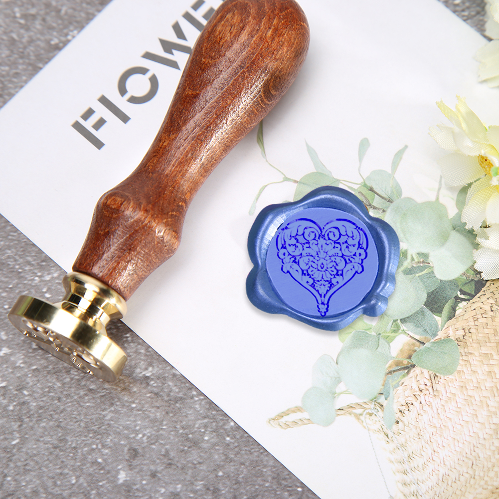 DIY Craft Love Heart Wax Sealing Stamp Retro Wood Handle Copper Seal Wax Stamp For Envelop Decortaion Wedding Supplies