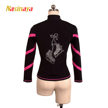 Customized Figure Skating Jacket Zippered Tops for Girl Women Training Competition Patinaje Ice Skating Warm Fleece Gymnastics 3