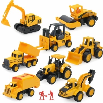 8 Alloy Engineering Mini Vehicle Model Set Excavator Cart Cargo Truck Bulldozing Car Toy With Carry Function