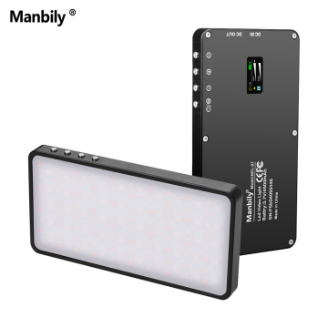 Manbily MFL-07 Portable RGB LED Video Light Panel Dimmable 3000K-6500K Mini Pocket Photography Fill Light with OLED Screen