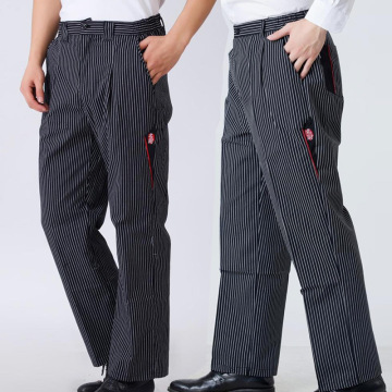 Men Chef Food Service Loose Trousers Striped Kitchen Work Wear Restaurant Uniform Male Wide Leg Business Cook Pants Maxi Bottoms