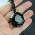 KYSZDL Drop shipping natural obsidian carved polyhedron pendant Lucky Love Crystal Jewelry With Free Rope for men and women gift