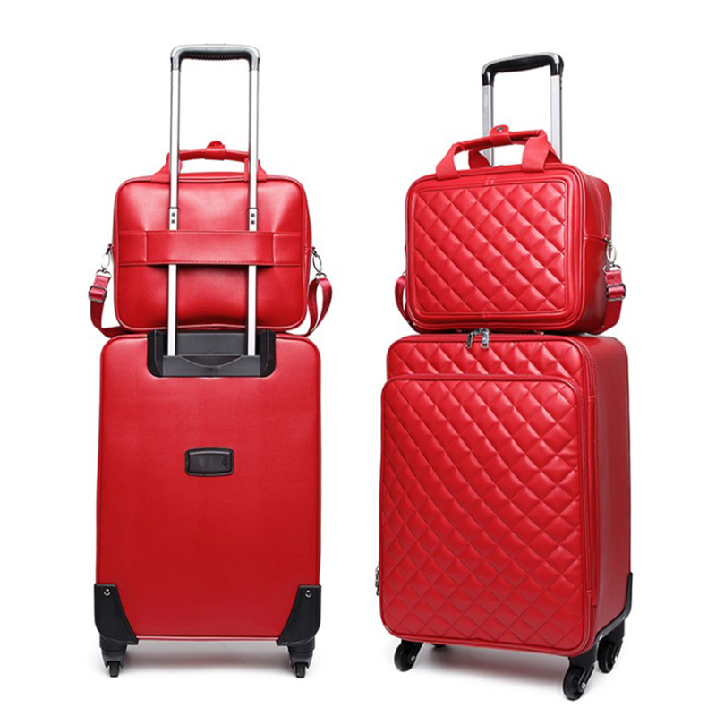 Carrylove 16"20"24" Women Carry On Rolling Luggage Set Leather Travel Trolley Suitcase On Wheels