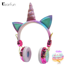 Cute Unicorn Wired Headphone With Microphone Girls Daugther Music Stereo Earphone Computer Mobile Phone Headset Kid Gift, or box