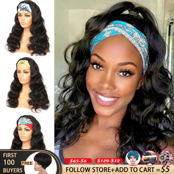 Body Wave Headband Human Hair Wigs For Black Women Brazlian Remy Full Machine Natural Color Headband Wig Human Hair