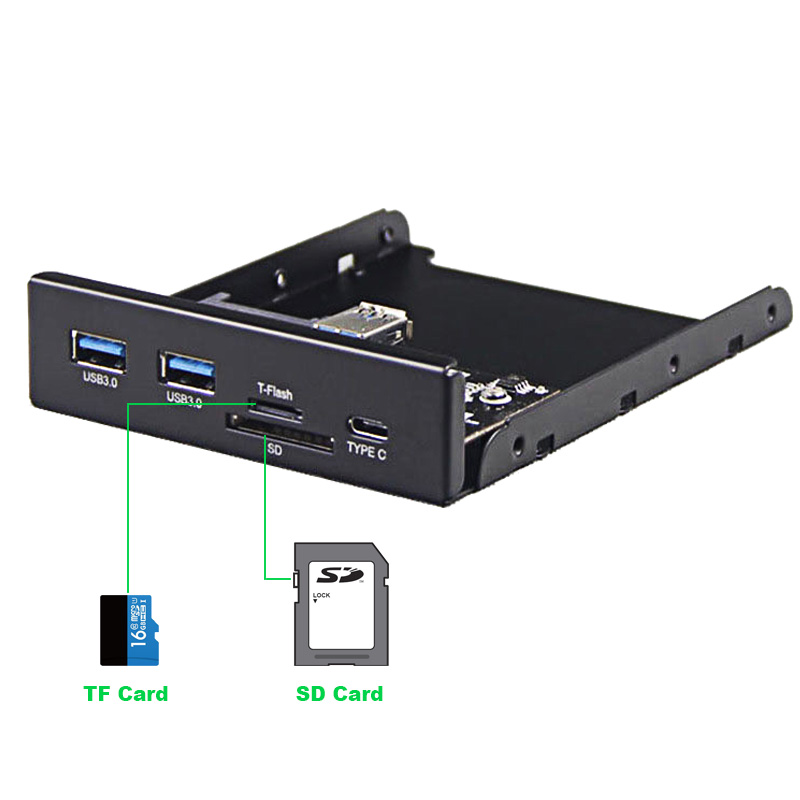 USB 3.0 SD/Micro SD/TF Flash 3.5 Internal Card Reader,USB C Type C Front Panel 2 USB 3.0 Port Floppy Hub USB 3.1 Gen 1