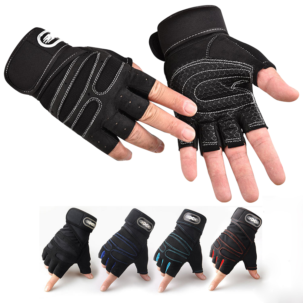 Heavyweight Exercises Half Finger Weight Lifting Gloves Body Building Training Sport Gym Fitness Gloves For Men Women M/L/XL