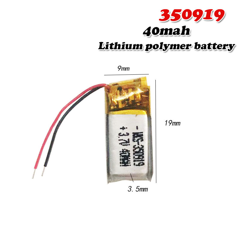 3.7v 40mAh 350919 Lithium Polymer Li-Po li ion Rechargeable Battery For Bluetooth headset massage stick selfie stick Smart watch