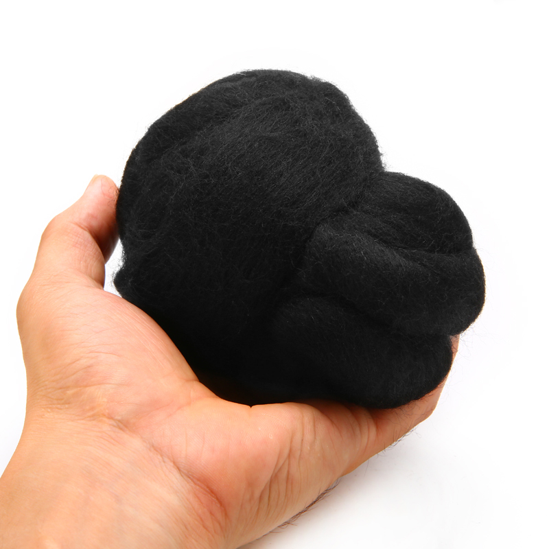 New Black Wool Fiber 50g Dyed Wool Tops Roving Felting Wool For Needle Felting Handmad DIY Sewing Crafts Doll Animal
