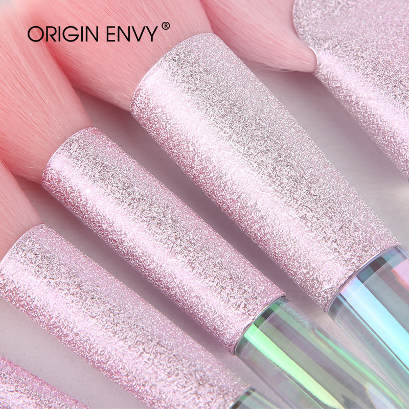 ORIGIN ENVY 10pcs Rainbow Crystal Frosted Handle Profession Makeup Brushes Set Foundation Eyeshadow Makeup Brush Beauty Tool Kit