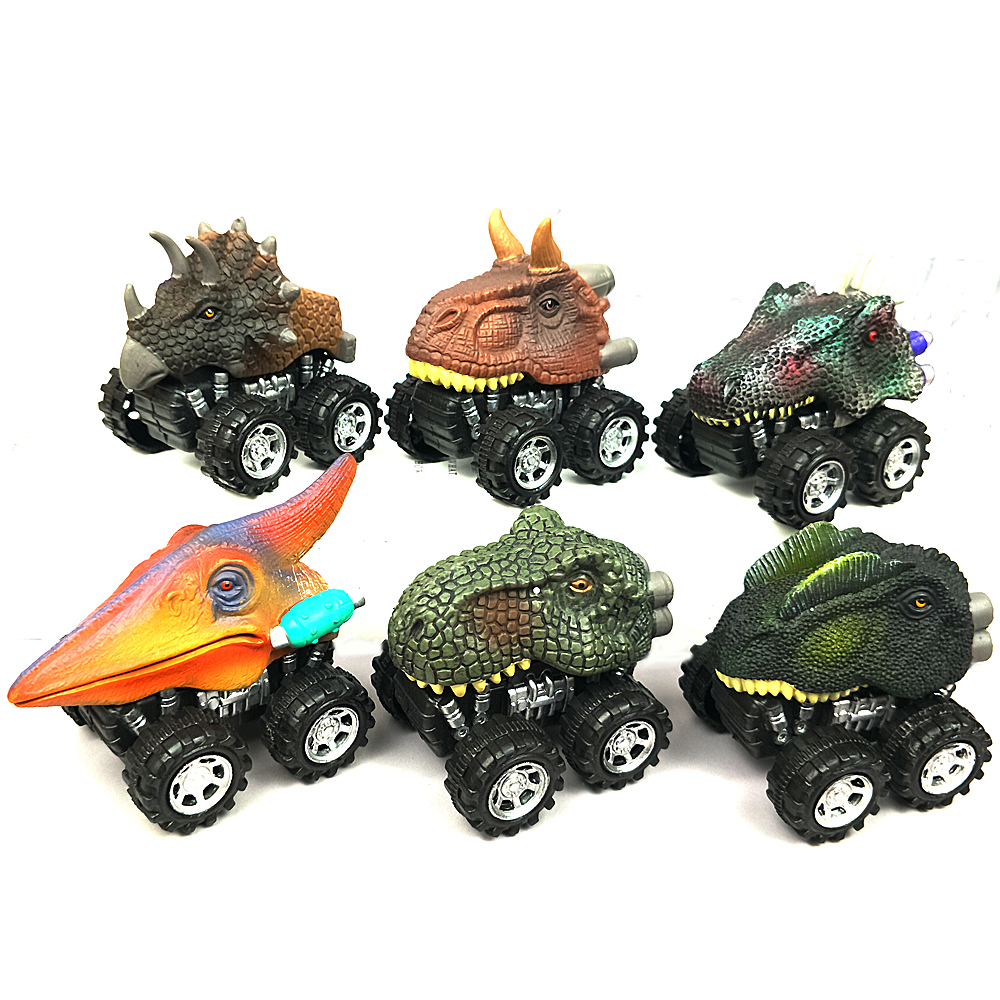 6pcs Dinosaur Monster Truck Toys Hot Wheels Pull Back Car Tyrannosaurus Rex Christmas Gifts for Boys Kids Dino Model Toy Cars