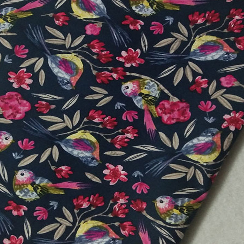Vivid Happy Bird With Flowers Printed Cotton Fabric DIY sewing Clothing Tissue Telas Patchwork