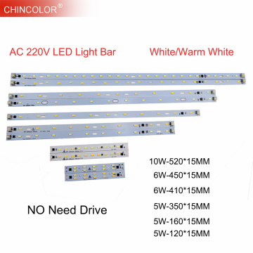 10pcs LED Light Bar Led PCB Light Source Rigid Strip Driverless AC220V for T5 T8 Tube 5w 6w 10w 180-260V SMD5730 Warm White JQ