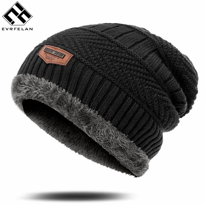 High Quality Men's Winter Hat Cotton Thicken Winter Warm Beanies hat For Men Fashion Unisex Knitted Hats Bonnet