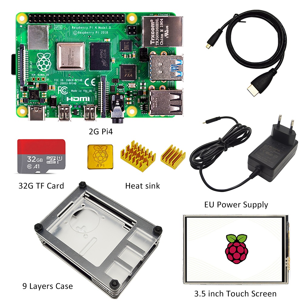 raspberry pi 4 4gb screen raspberry pi 4 kit with display pi 4+Heat Sink+Power Adapter+Case +32GB SD+3.5 inch screen