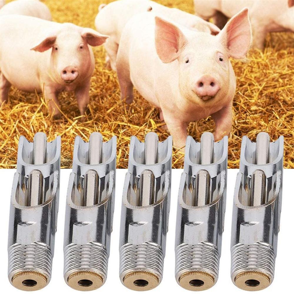 5 pcs Stainless Steel Pig Nipple Automatic Livestock Useful Silver Tone Sheep Waterer Drinker High Quality Pig dirinking water