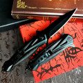 PEGASI Black 9CR18MOV steel outdoor folding knife portable pocket knife quickly opens sharp outdoor rescue folding EDC tool