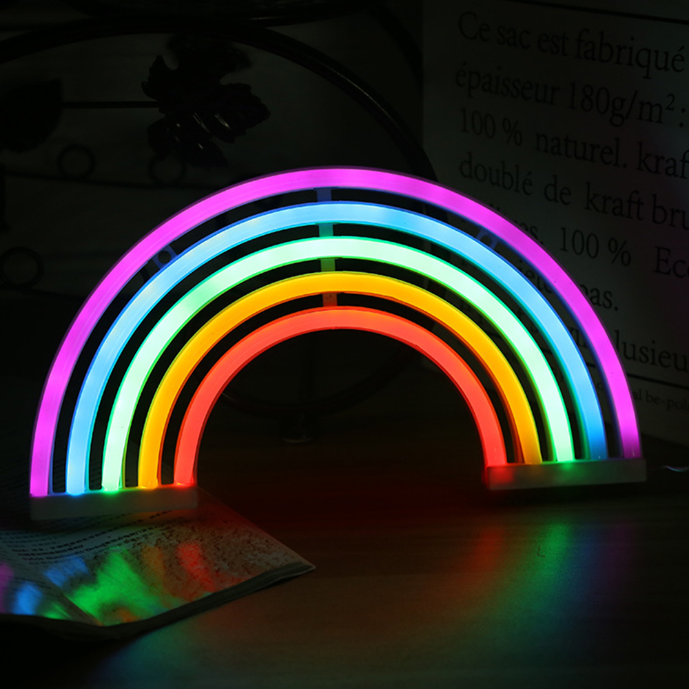 Creative Rainbow Neon Sign LED Rainbow Light Lamp For Dorm Decor Rainbow Decor Neon Lamp Wall Decor Lights Christmas Bulb Tube