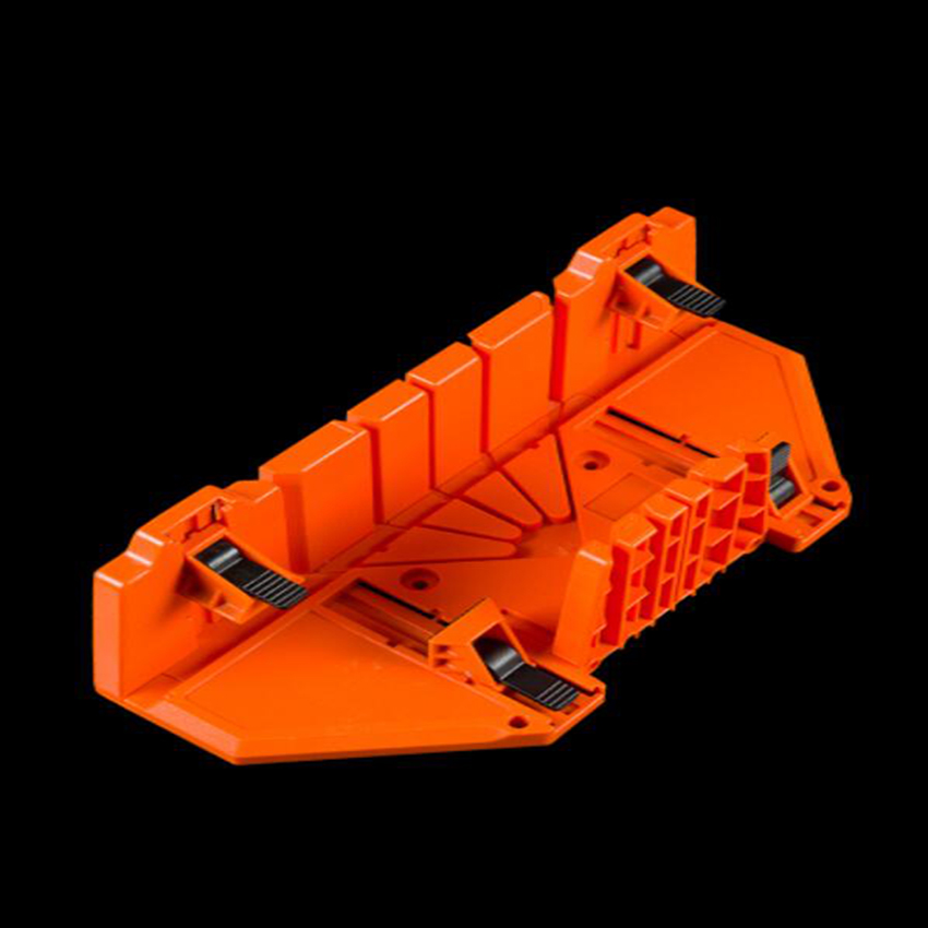 Multifunctional Miter Saw Box Cabinet 0/22.5/45/90 Degree Saw Guide Woodworking Orange 14inch ABS Plastic Mitre Box with Clamp
