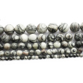 CAMDOE DANLEN Natural Stone Beads Black Network Zebra Stripes Round Beads 4/6/8/10/12MM Strand 16'' Fit DIY Charm Jewelry Making