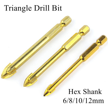 6/8/10/12mm Triangle Drill Bit Hex Shank Alloy Carbide Tipped Cutter Hole Power Tools Ceramic Tile Concrete Glass Marble Mirror