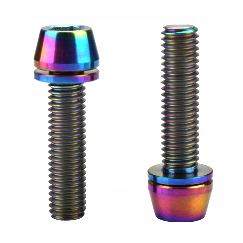 M6*20mm Ti Titanium Alloy Screw With Washer Mountain Road Bicycle handlebar Bicycle Stem Bike Headset Screws Colorful Bolts 2pcs