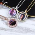 GUCY Custom Made Photo Rotating Double-Sided Medallions Pendant Necklace 4mm Tennis Chain Zircon Men's Hip Hop Jewelry