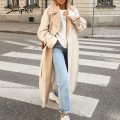 Simplee Elegant apricot autumn winter women wind coat Office lady lace up female trench coat Causal straight fashion long coat