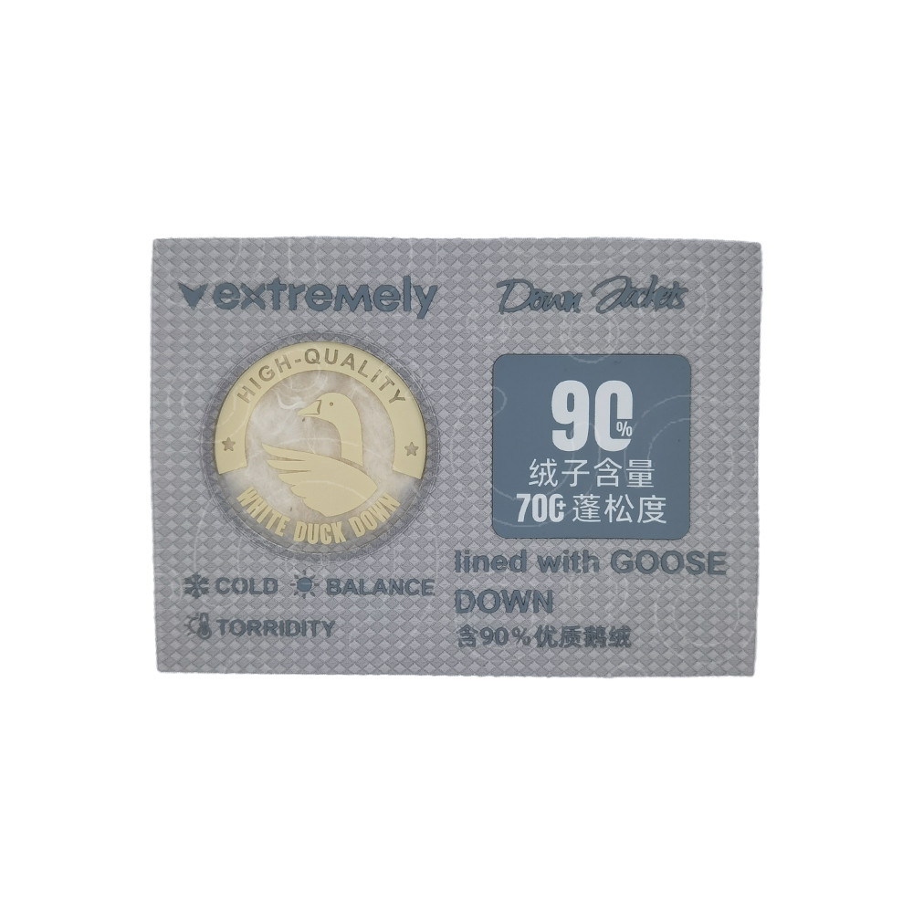 High frequency down feather label