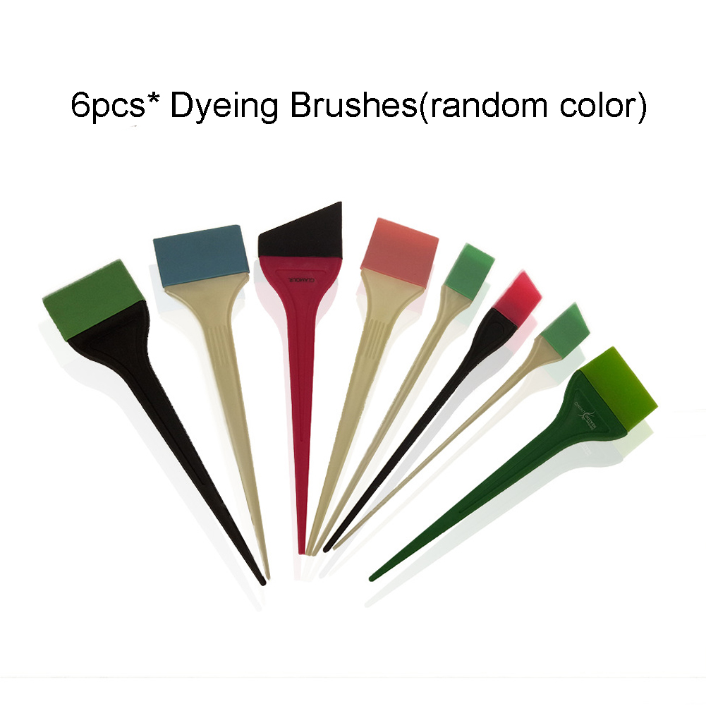 6pcs/set Stirring Hair Styling Scraping Silicone Dyeing Brush Tinting Accessories Hairdressing Tools Pigment Cream Random Color
