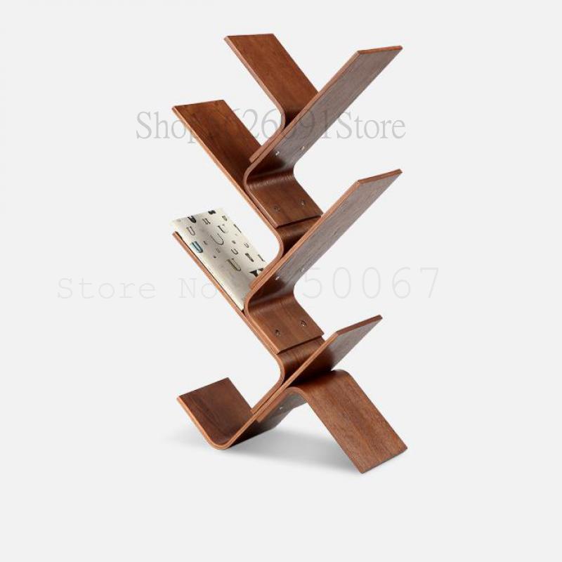 Nordic Wood Newspaper Stand Contemporary And Contracted Office Floor Magazine Rack Easy Carrying Creative Children's Bookshelf