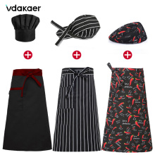 High Quality restaurant Hotel chef cap cotton waiter chefs hat + apron work clothes apron chef uniform chef works