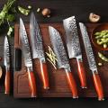 YARENH 8 PCS Chef Knife Set - High Quality Acacia Wood Knife Block Set - Pro Damascus Steel Kitchen Knives Sets - For Chefs Gift