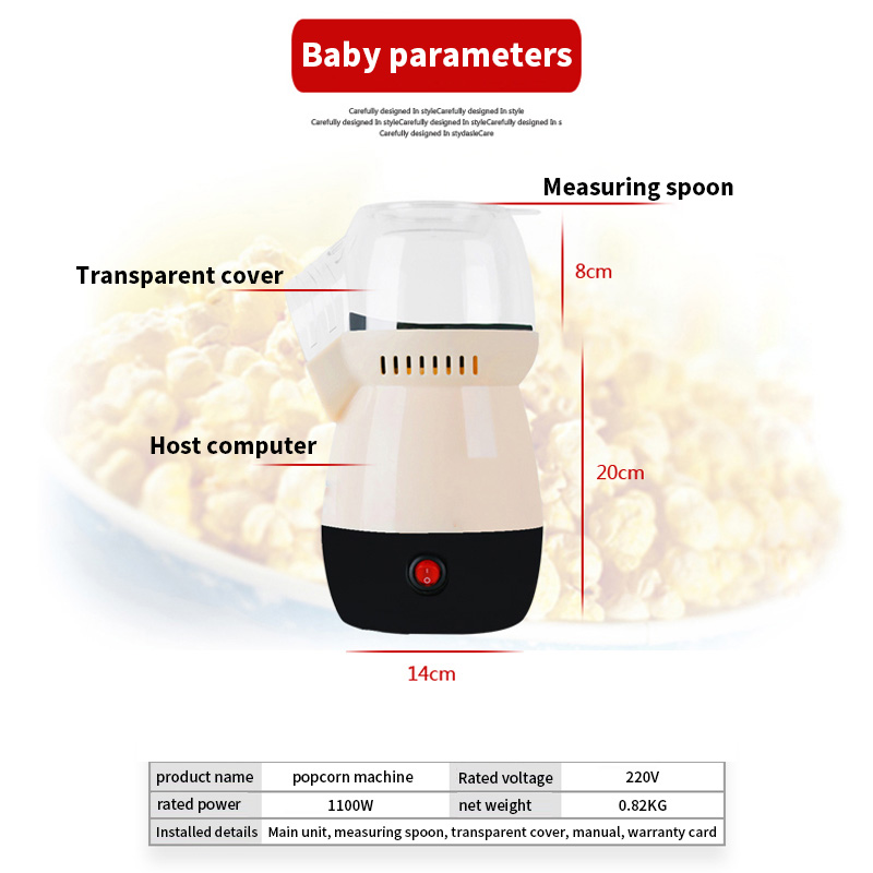 Popcorn Machine Household Mini Popcorn Maker Automatic Hot Air Desktop Portable Popcorn DIY Machine B301