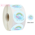 Paper Happy Mail Stickers 1'' 500pcs Round Adhesive Sticker for Business, Envelopes, Xmas Postcards,Mailing Packaging Labels
