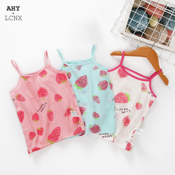 New Girls Undershirts Summer Children Vest Singlet Tops Baby Strawberry Printed Tank Top Cotton toddler Kids Tank Thin tops