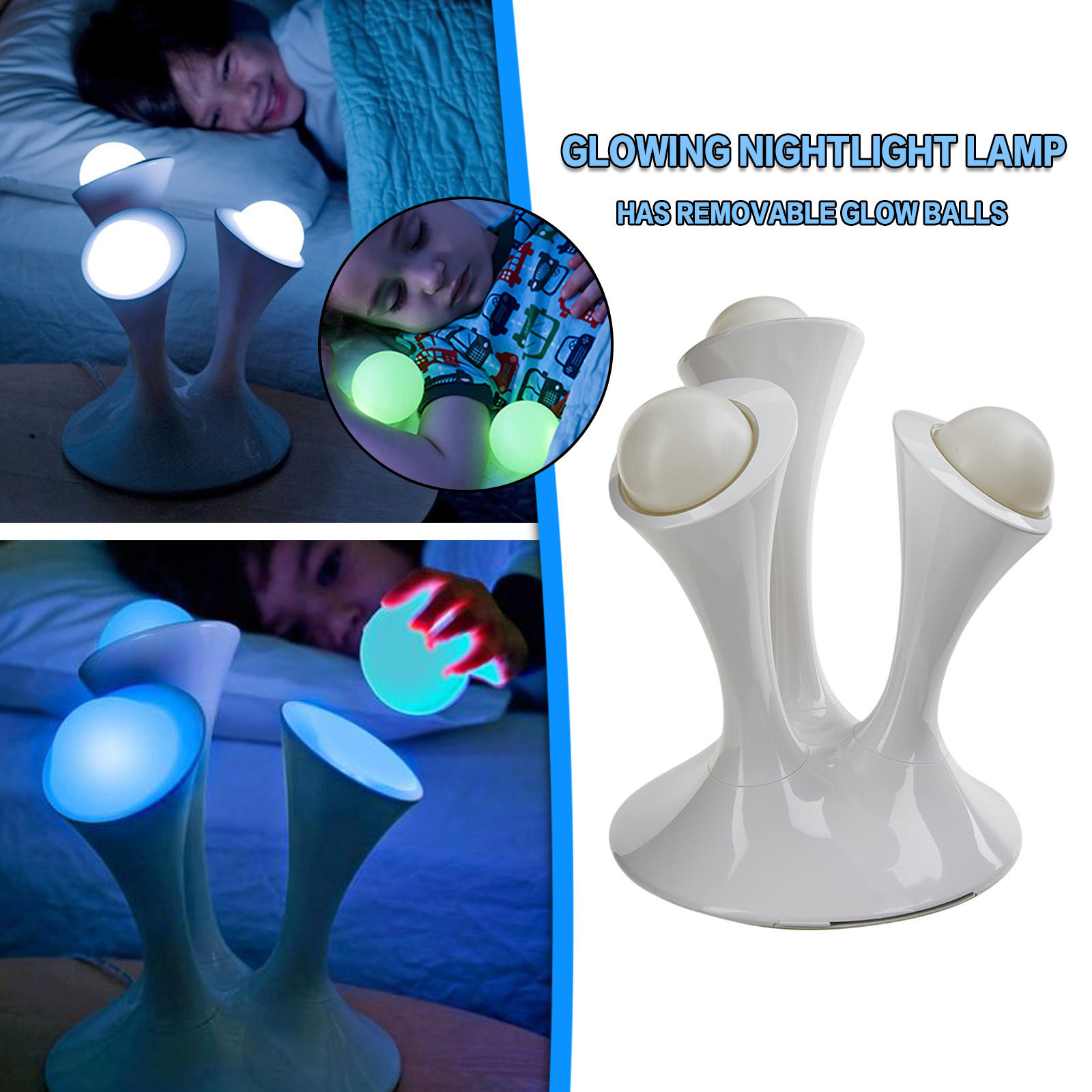 This Glowing Nightlight Lamp Has Removable Glow Balls For Trips To The Bathroom Beautiful Home Decorative Wall Nightlights#T2