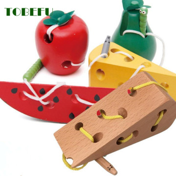 Wooden Mouse Thread Cheese Plaything Montessori Teaching Aids Math Toys For Baby Kindergarten Early Learning Educational Gifts
