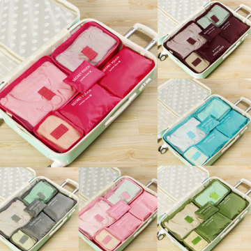 2020 Hot Selling 6Pcs Travel Clothes Storage Waterproof Bags Portable Luggage Organizer Pouch Packing Cube 8 Colors Local Stock