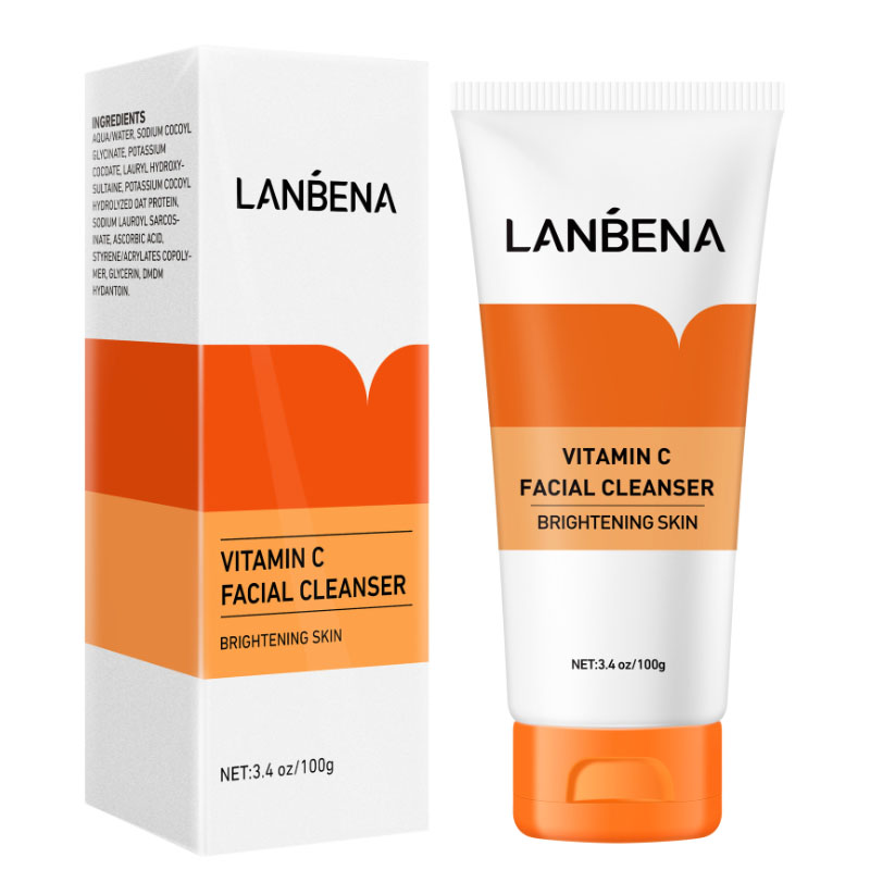 LANBENA Vitamin C Facial Cleanser Brighten Collagen Whitening Foam Deep Cleansing Moisturizer Decompose Melanin Makeup Remover