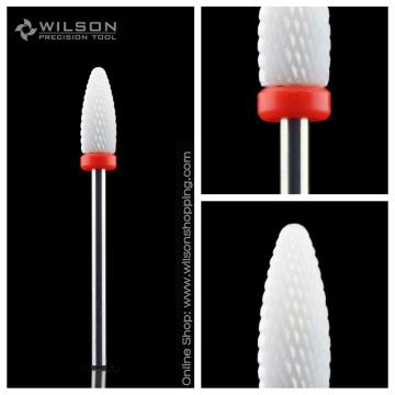 Left Handed Person - Flame Bit - Fine(6100248) - White Ceramic Nail Drill Bit