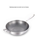 Stainless Steel Wok Thick Honeycomb Handmade Frying Pan Non Stick Non Rusting Gas/Induction Cooker Pan Kitchen Cookware