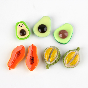 10Pcs Kawaii Simulation Fruit Flat back Resin Cabochon Miniature Avocado Papaya Decoration Craft DIY Scrapbooking Accessories