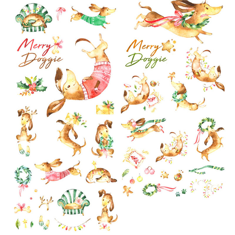 2 PCS Kawaii Cartoon Winter Bunnies DIY Uncut Decoration Scrapbook Stationery Diary Sticker Planner Cute Label Travel Stickers